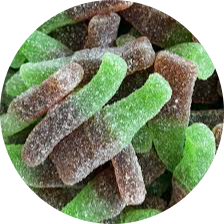 BOUTEILLE COLA ACIDULEE MARRON ET VERTE 100G