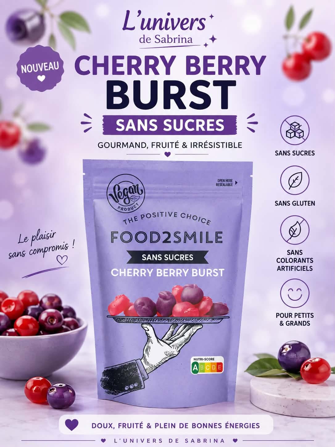 BONBON SANS SUCRE CHERRY BERRY BURST 85G