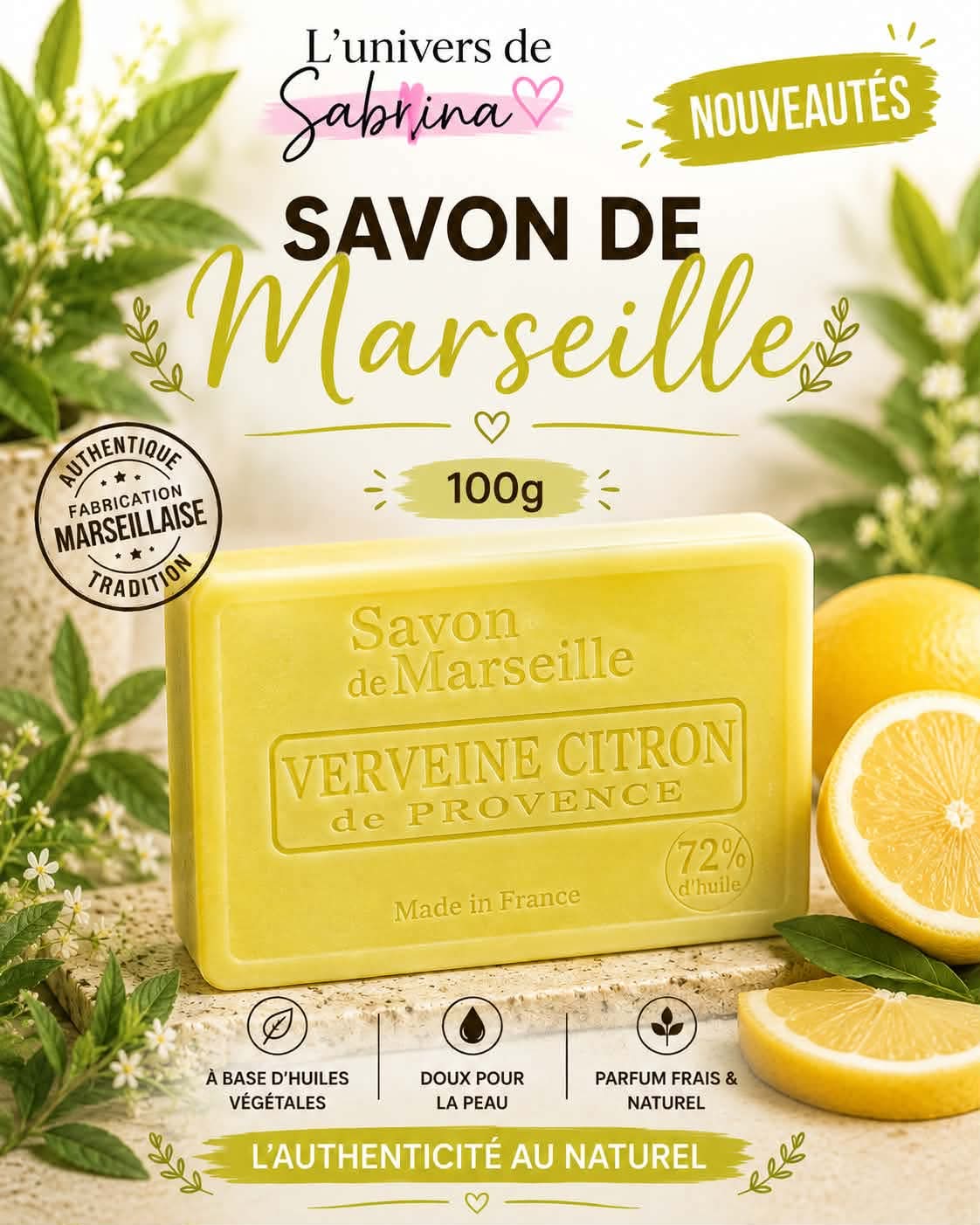 SAVON RECTANGLE VERVEINE - CITRON