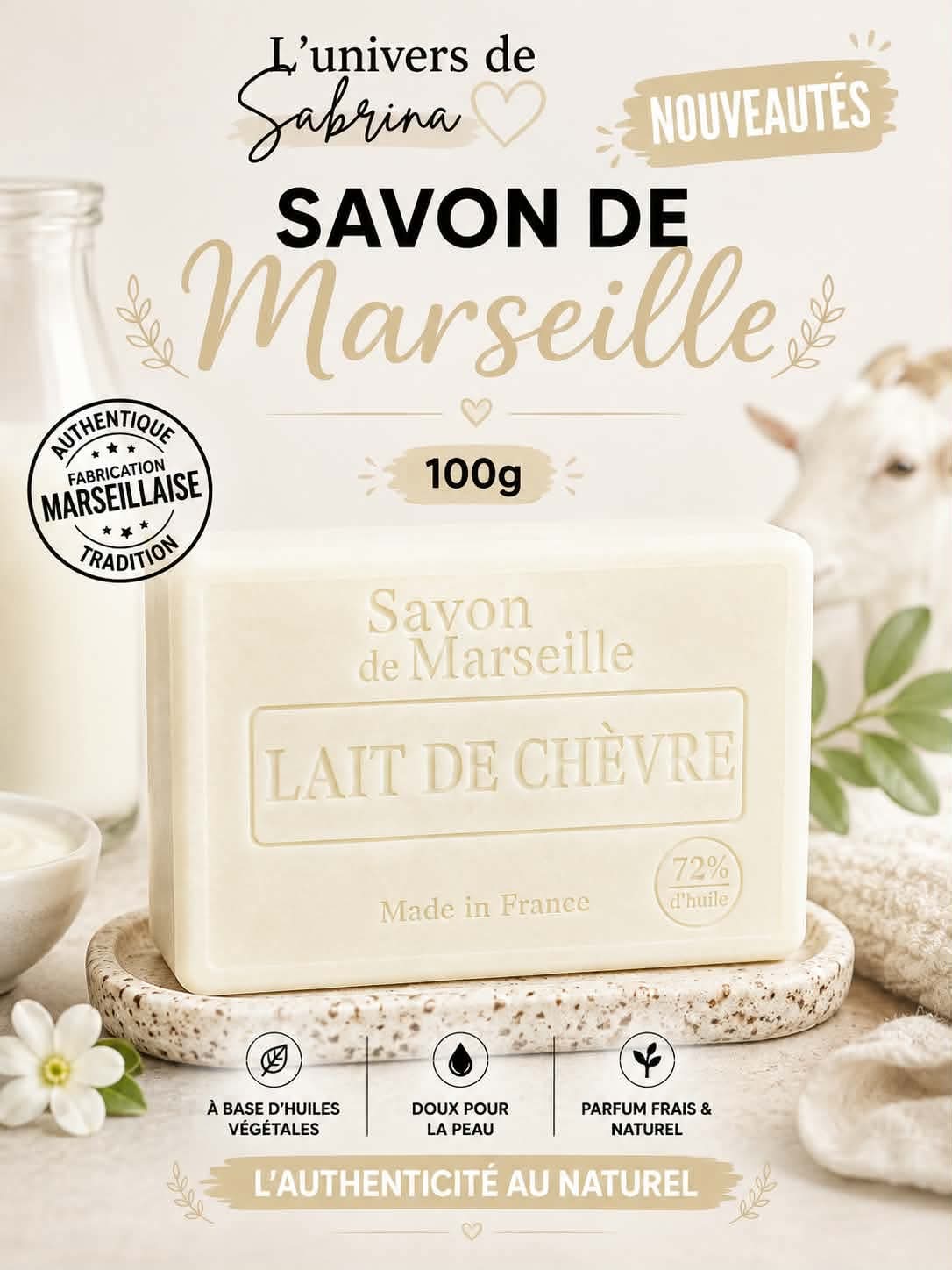 SAVON RECTANGLE LAIT DE CHEVRE