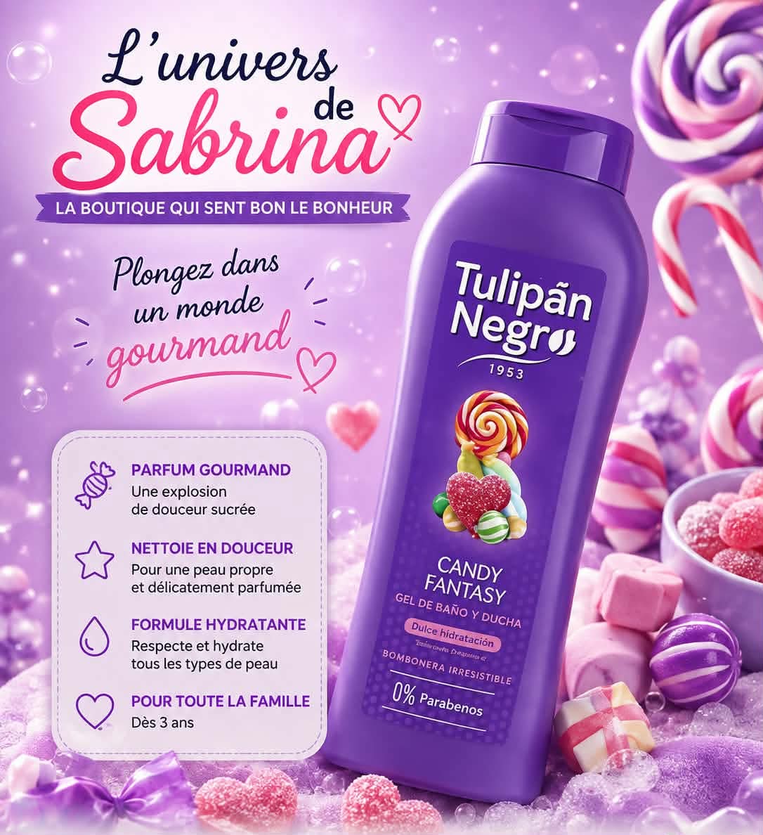 GEL DOUCHE TULIPAN NEGRO 650ML (plusieurs senteurs)