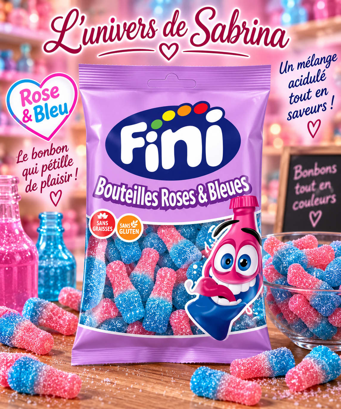 BOUTEILLE ROSE ET BLEUE HALAL FINI 90G