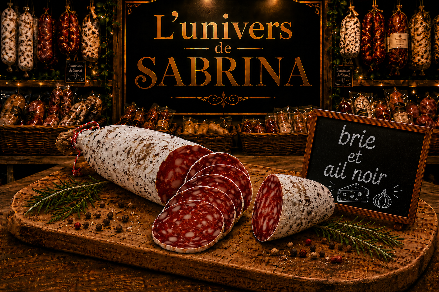 SAUCISSON SEC AU BRIE ET AIL NOIR 160G - 180G
