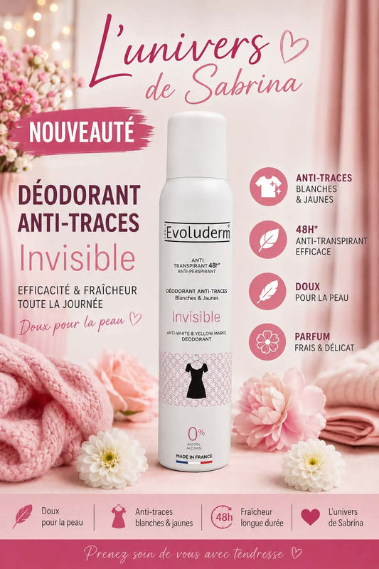 DEODORANT ANTI-TRANSPARANT  ANTI-TRACES BLANCHES ET JAUNES INVISIBLE