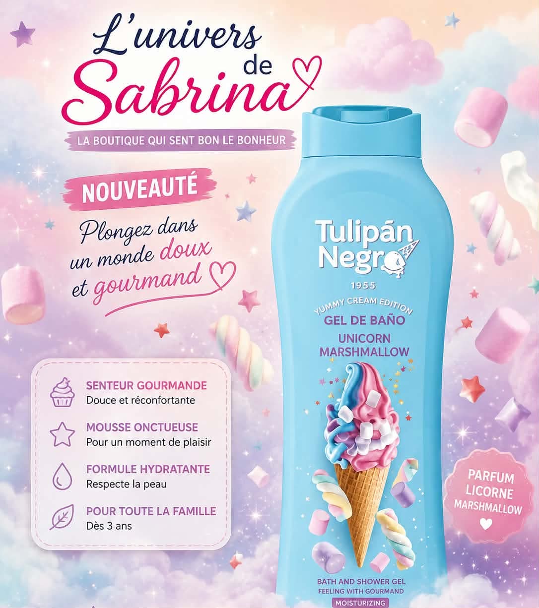 GEL DOUCHE TULIPAN NEGRO 650ML (plusieurs senteurs)