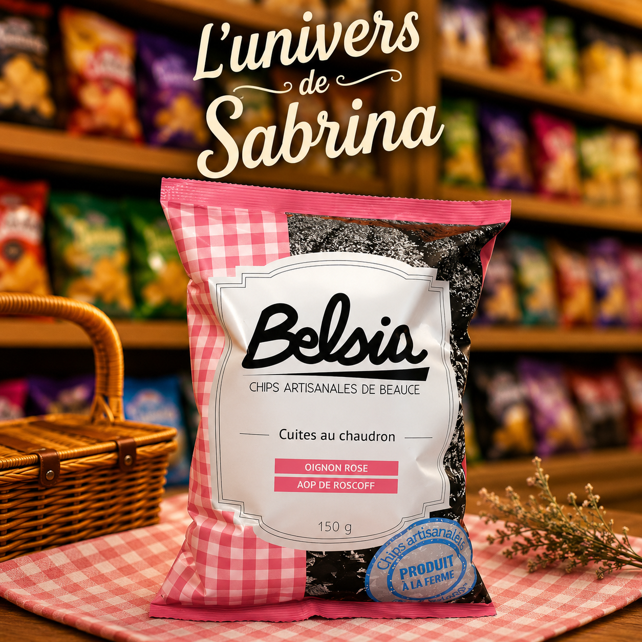 CHIPS ARTISANALE AU OIGNON DE ROSCOFF ET SEL DE L'ÎLE DE RÉ 150G
