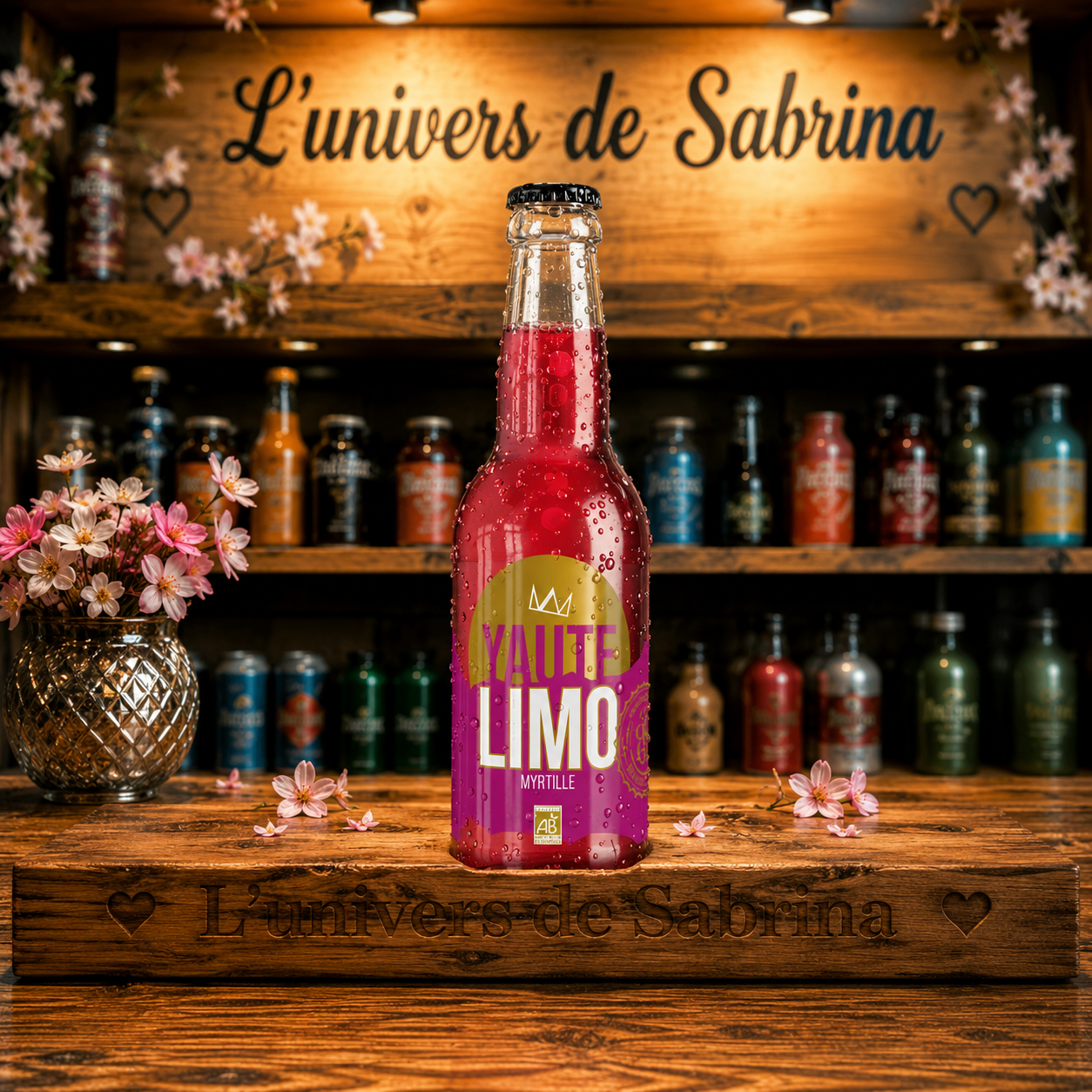 LIMONADE ARTISANALE BIO A LA MYRTILLE - BOUTEILLE 33CL