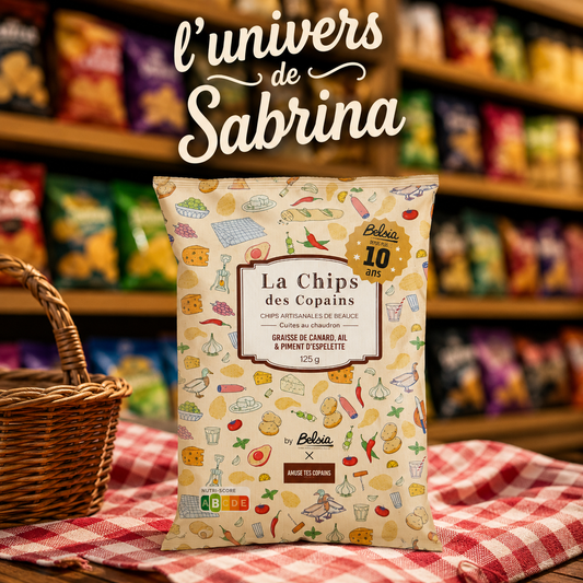 CHIPS DES COPAINS A LA GRAISSE DE CANARD AIL ET PIMENT D'ESPELETTE