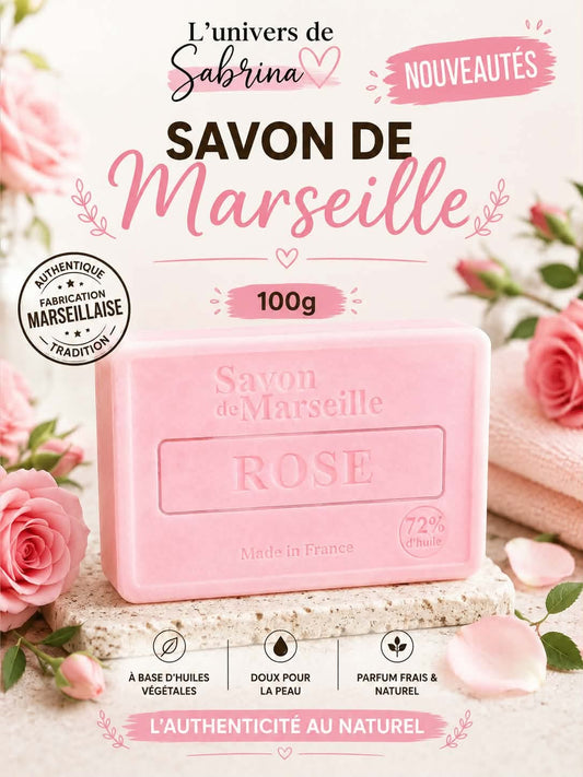 SAVON RECTANGLE ROSE